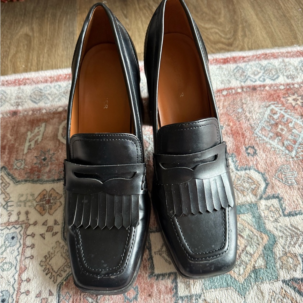 Marc Fisher Black Leather Loafer Heels
